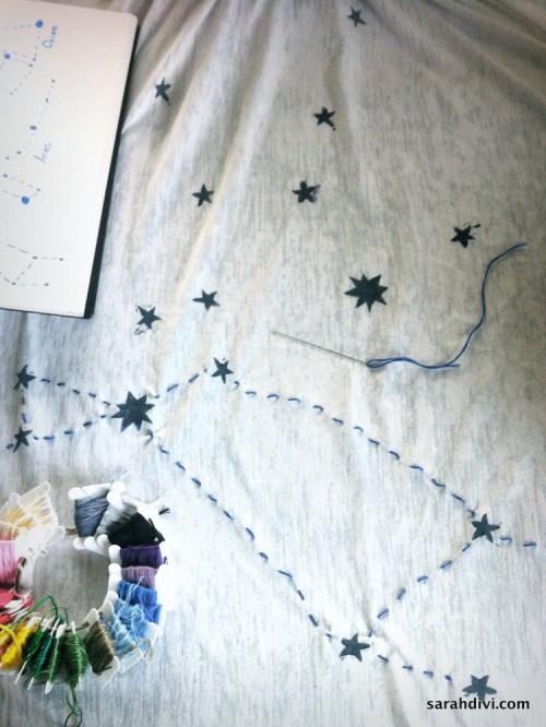 stamped jersey scarf in progress | sarahdivi.com