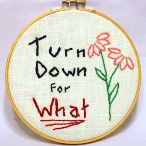 Turn Down for What | Rap Embroidery | Free Classes Spring 2015 at the Hudson River Museum in Yonkers, NY taught by textile artist Sarah Divi | SarahDivi.com