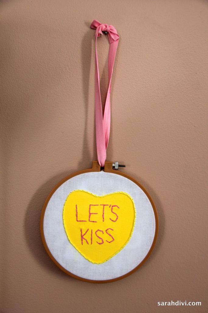 Candy Conversation Heart Embroidered Art | Valentine's Day Tutorial | sarahdivi.com