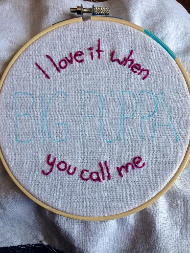 Stitch In Progress: Big Poppa - The Notorious B.I.G. | Rap Embroidery | Free Classes Spring 2015 at the Hudson River Museum in Yonkers, NY taught by textile artist Sarah Divi | SarahDivi.com