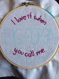 Stitch In Progress: Big Poppa - The Notorious B.I.G. | Rap Embroidery | Free Classes Spring 2015 at the Hudson River Museum in Yonkers, NY taught by textile artist Sarah Divi | SarahDivi.com