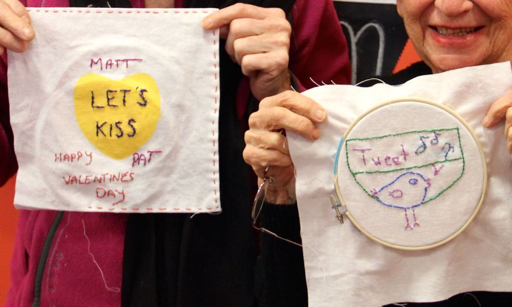 Rap and Candy Heart Embroidery | Free Classes Spring 2015 at the Hudson River Museum in Yonkers, NY taught by textile artist Sarah Divi | SarahDivi.com